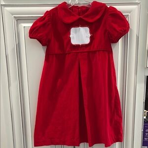 Red Velvet Dress with White Detail